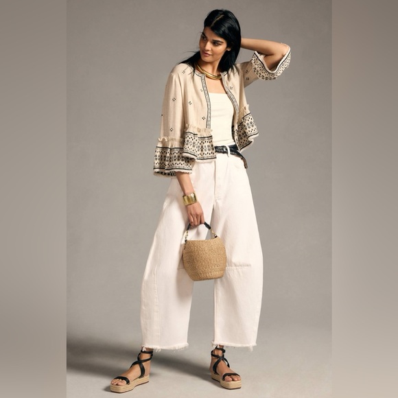 Pilcro Anthropologie Women’s Cropped Eyelet Kimono Boho - Medium/Large - Picture 3 of 11